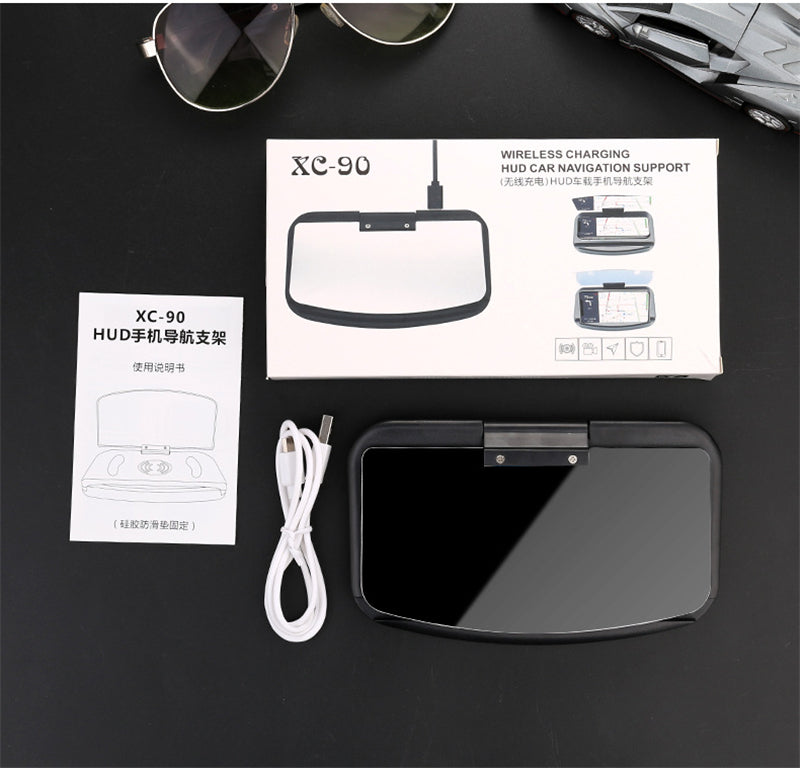 Bakeey HUD Car Navigation Mobile Phone Holder HD Multi-Function Folding Wireless Charger Head-Up Display Navigation Projector