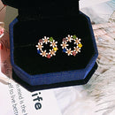 925 Sterling Silver Shell Flower Women Drop Earring Fashion Colorful Rhinestone Star Stud Earrings