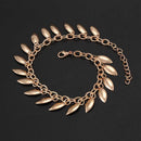 Anklets Feet Decorated Chain Links With Small Leaves Tassels, Adjustable