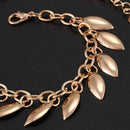 Anklets Feet Decorated Chain Links With Small Leaves Tassels, Adjustable