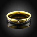 Gold Shine Stainless Steel Zircon Couple Ring Women Men Jewelry For Wedding Gift