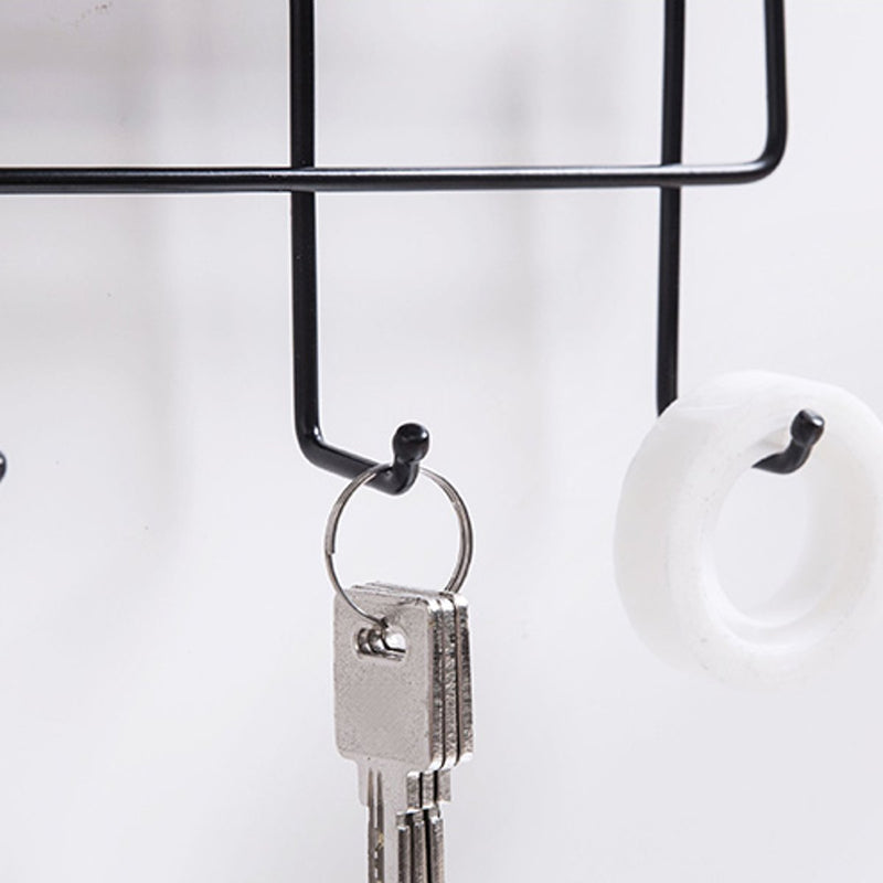 2 Layers Adhesive Wall Shelf Iron Keys Hanging Storage Rack Home Kitchen Door Organizer