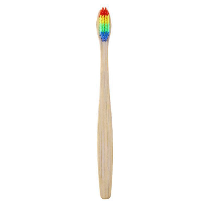 10PCS Environmentally Wood Rainbow Toothbrush Bamboo ToothBrush Bamboo Fibr S2I4