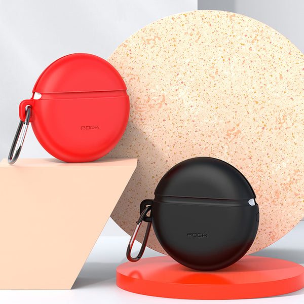 ROCK Portable Shockproof Dirtyproof Silicone bluetooth Earphone Storage Case with Keychain for Huawei Freebuds 3