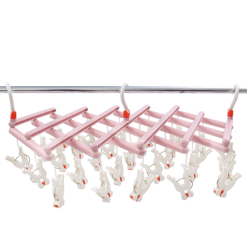 29 Clips Cloth Folding Laundry Underwear Socks Bra Airer Hanger Drying Rack Organizer