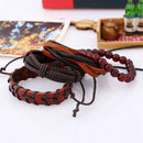 Punk Woven Cowhide Bracelet Multiplayer Men's Hemp Leather Beads Bracelets