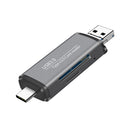 Type-C USB3.0 3-in-1 Card Reader SD/TF Card Reader High Speed 5Gbps Aluminum Alloy Card Reader