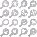 Various Themes 16pcs Coffee Stencils, Frosted Transparent Coffee Decorating K5S3