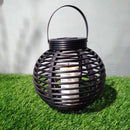 Solar Power Lamp Camping Light Waterproof Outdoor Garden Hanging Lamp Round Rattan Lantern