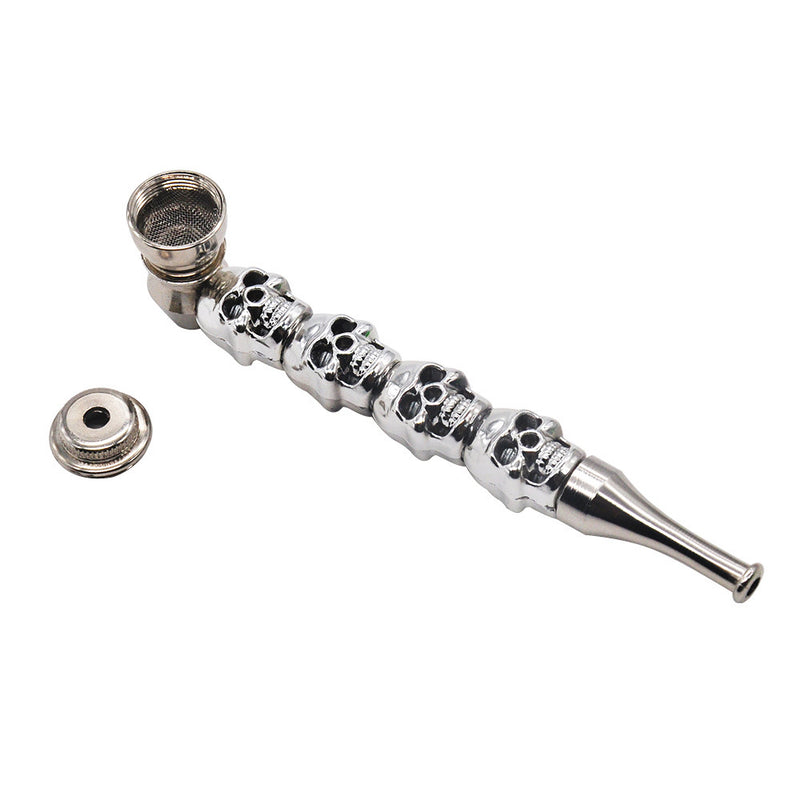 New Metal Water Pipes Silver four-piece Personality Pipe with Cap