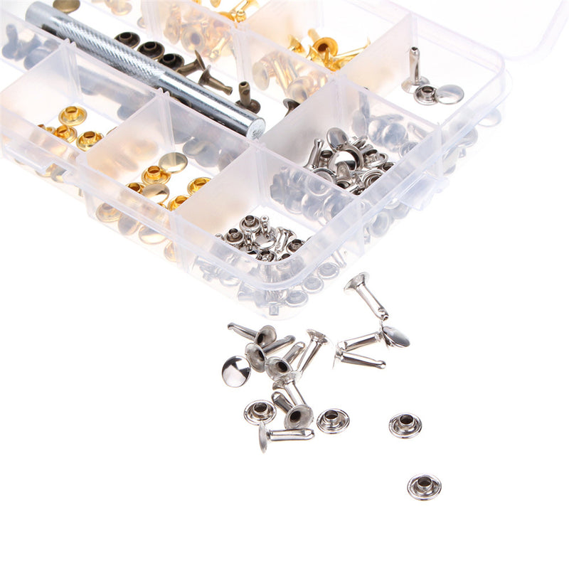 138pcs Single Cap Rivets Tubular Studs Fixing Tool For Leather Craft Tool