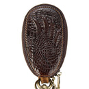 Car Remote Keychain Holder Case Bag Cowhide Leather Crocodile Claw Zipped Purse