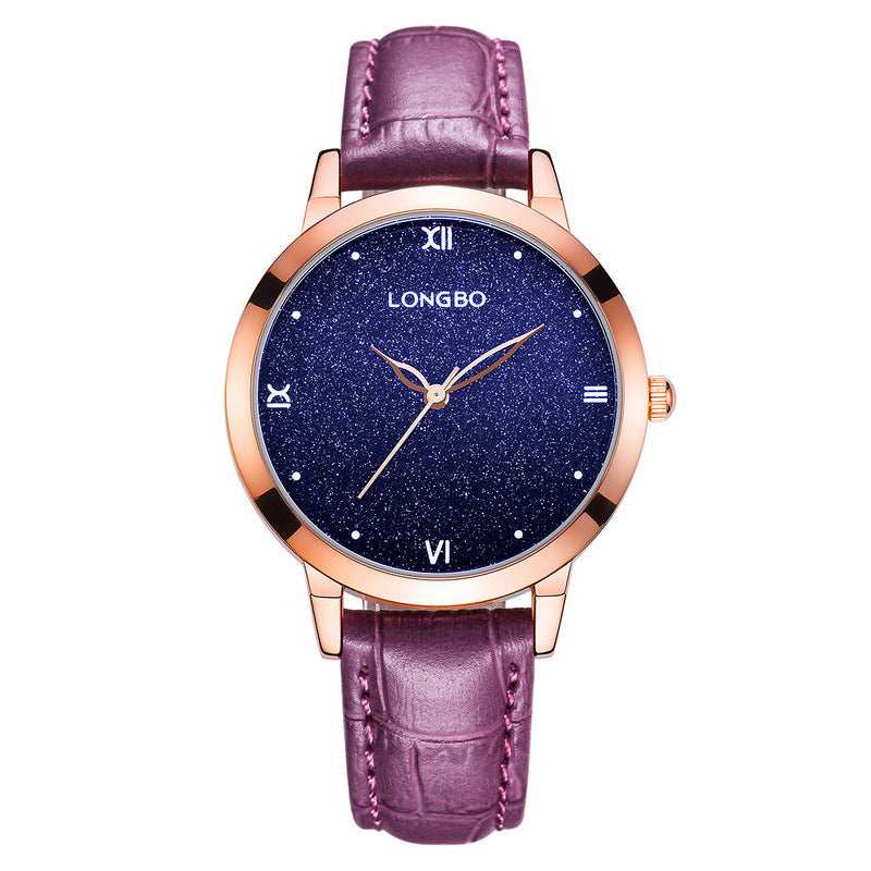 LONGBO 5052 Women Blue Sky Vast Universe Fashion Leather Band Quartz Watch