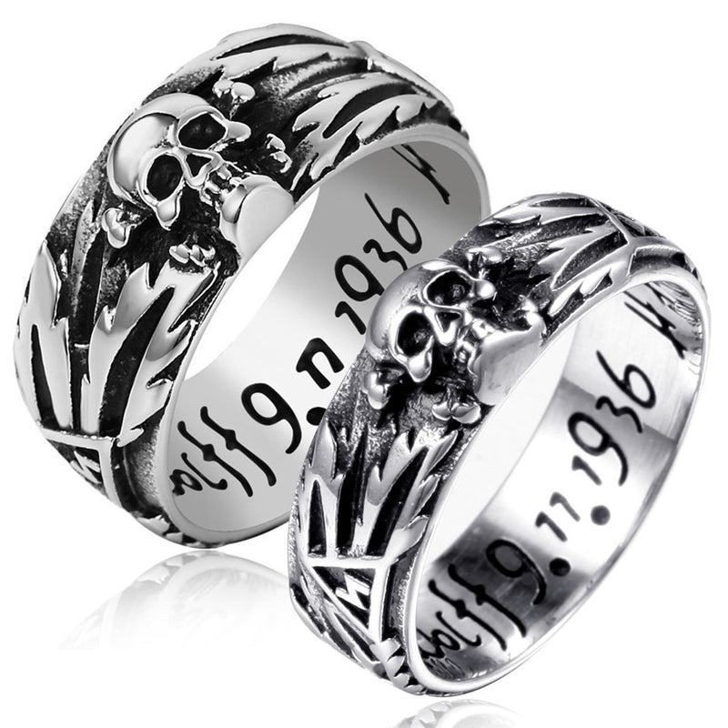 Punk Biker Skull Finger Ring Titanium Steel Men Women Couple Size 8-11 Jewelry