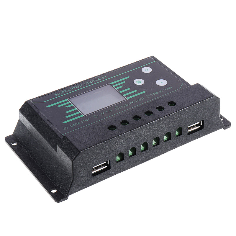 PWM 10/20/30A 12V/24V Auto Solar Charge Controller LCD Dispaly Battery Charge Solar Controller Dual USB Port 2.5A with Backlight