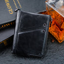Men RFID Blocking Genuine Leather Wallet Clip Zip Short Purse Coins Card Holder Bag