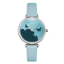 SHENGKE SK K0101 Concise Butterfly Leather Strap Fashion Female Wristband Fresh Color Women Quartz Watch