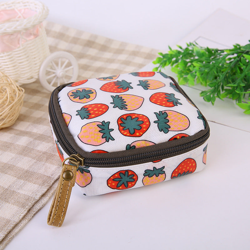 Cloth Waterproof Zipper Sanitary Napkin Cosmetic Storage Bag Coin Purse