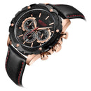 MEGIR 2070 Sport Style Chronograph Luminous Display Leather Men Quartz Watch