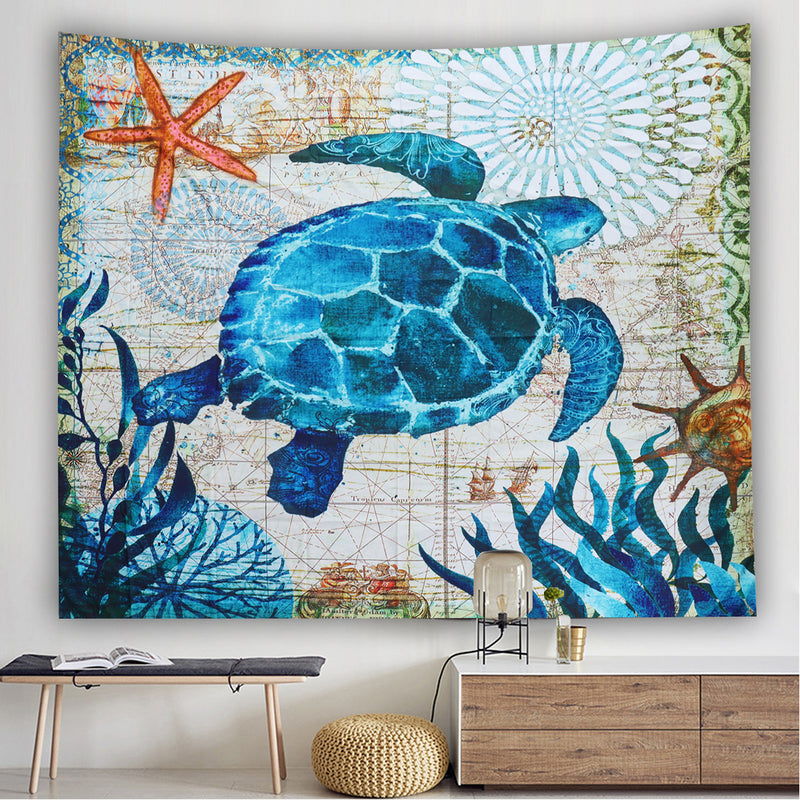 Retro Ocean Sea Animal Tapestry Mandala Hippie Wall Hanging Decor Bedspread