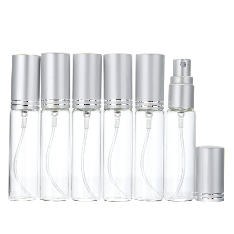 6Pcs 10ml Clear Glass Spray Bottle Portable Travel Empty Cosmetic Packaging Container