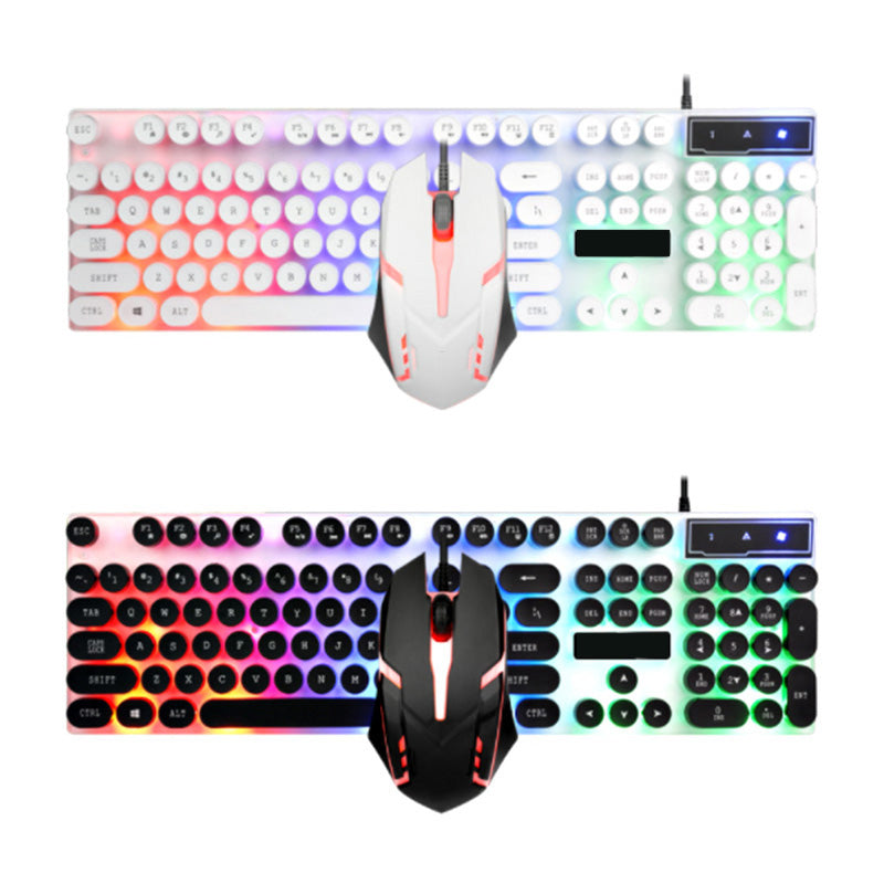 Q210 Rainbow Backlit USB Wired 104Key Mechanical Keyboard and 1600 DPI LED Mouse Combo
