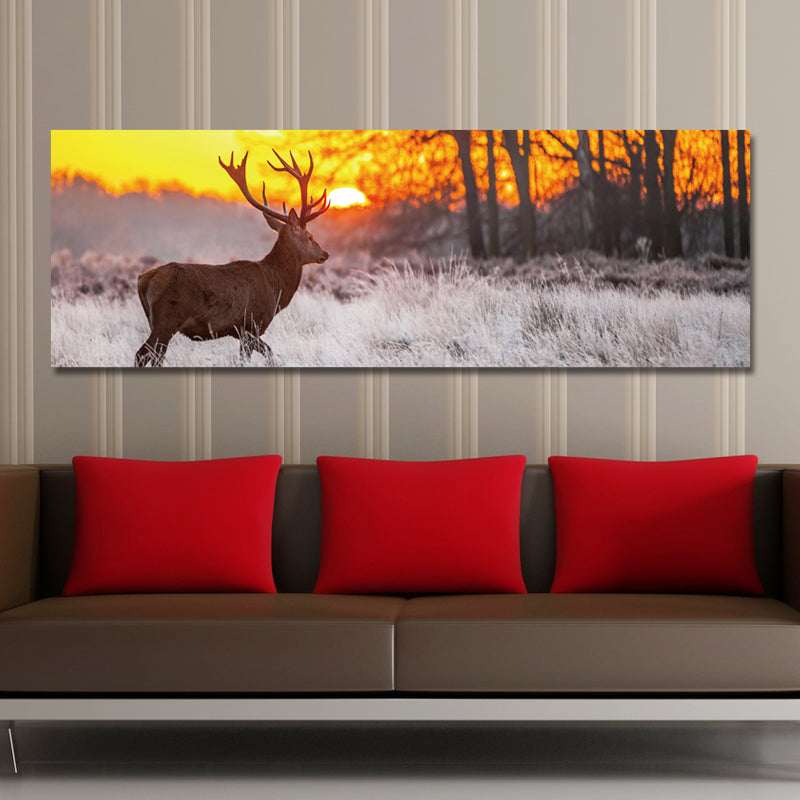 DYC 10677 Single Spray Oil Paintings Forest Sunrise Wild Deer Scenery For Home Decoration Paintings Wall Art