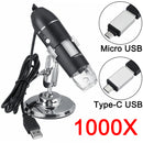 8 LED Light Adjustable Dimmer Microscope Computers Real-Time Video Inspection Digital Microscope Micro USB+Type-C USB Handheld Microscope With Holder