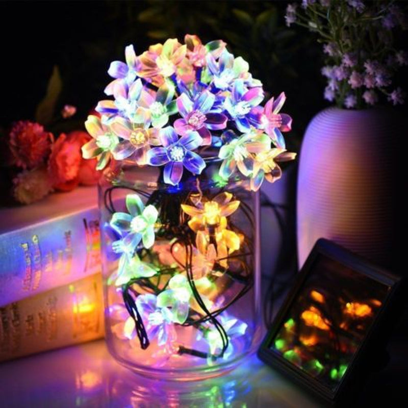 Solar Powered 6M 30LEDs Blossom Flower Outdoor Fairy String Lights for Christmas Wedding Party