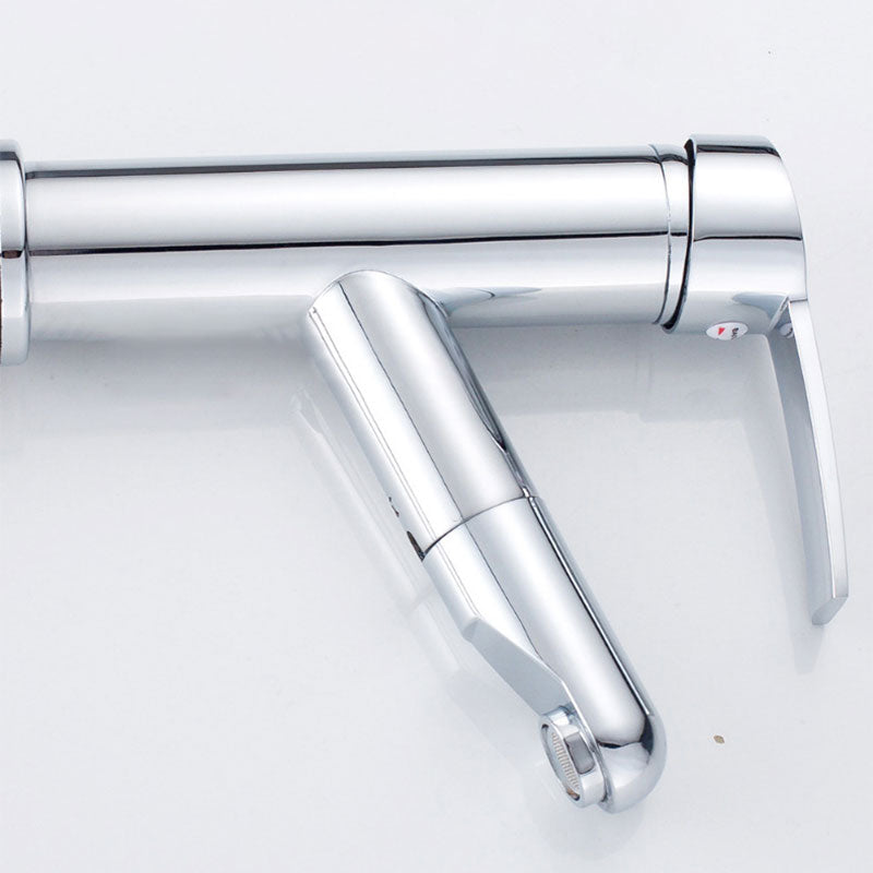 Adjustment Copper Faucet Lifting and Pulling Single Hole Bath Faucet  Hot and Cold Mixing with Two Pipes  Bathroom Kitchen