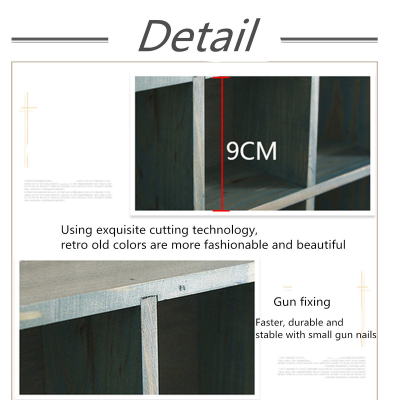 12 Grids Hanging Wooden Wall Shelf Box Display Rack Shelf Storage Home Decorations