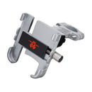 Grey Motorcycle Phone Holder 2A USB Charging Handlebar Rearview Mirrors Mount Bracket