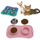 Stainless Steel Dog Cat Bowl Non Spill Silicone Mat Pet Water Food Dish Feeder