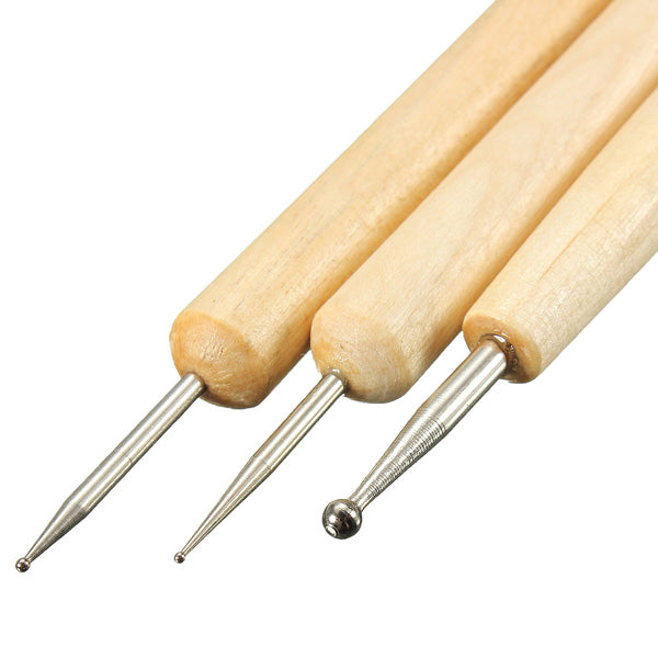 3pcs Wood Ball Stylus Polymer Clay Pottery Ceramics Woodworking Sculpting Modeling Tool Set