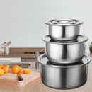 3 PCS Stainless Steel Stock Pots Set with Lids Cooking Kitchenware Pot Casserole