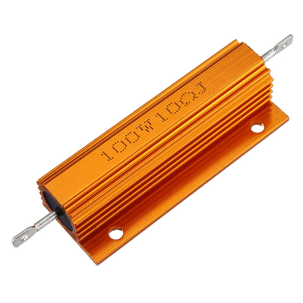5pcs RX24 100W 10R 10RJ Metal Aluminum Case High Power Resistor Golden Metal Shell Case Heatsink Resistance Resistor