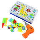 Topacc 240Pcs Children Fun Electric Drill Puzzle Toys Disassemble Screw Nut Assembly Combination Toys
