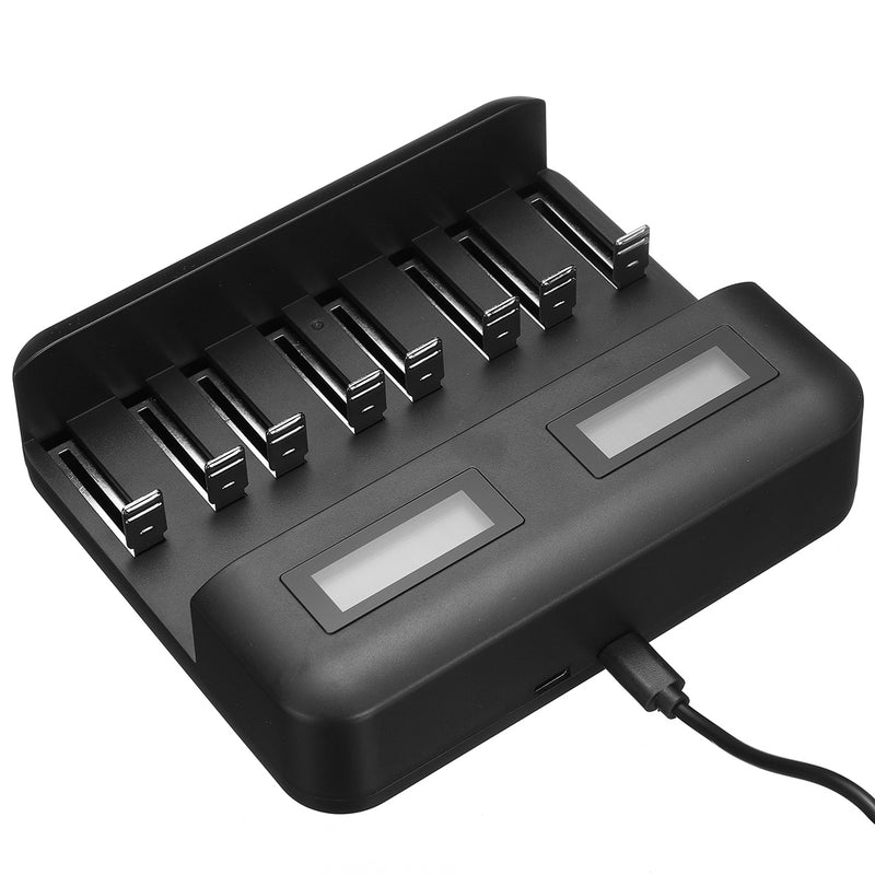 8 Slots Intelligent LCD Display USB Battery Charger for AA AAA C D Size Battery