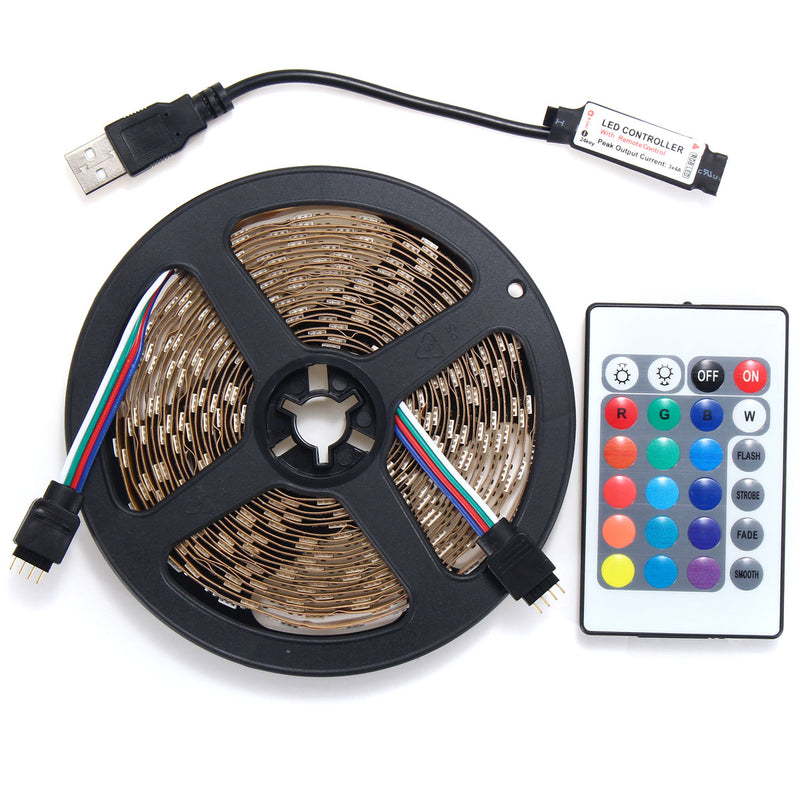 0.5/1/2/3/4/5M RGB SMD5050 LED Strip Tape Light TV Backlilghting Kit + USB Remote Control DC5V