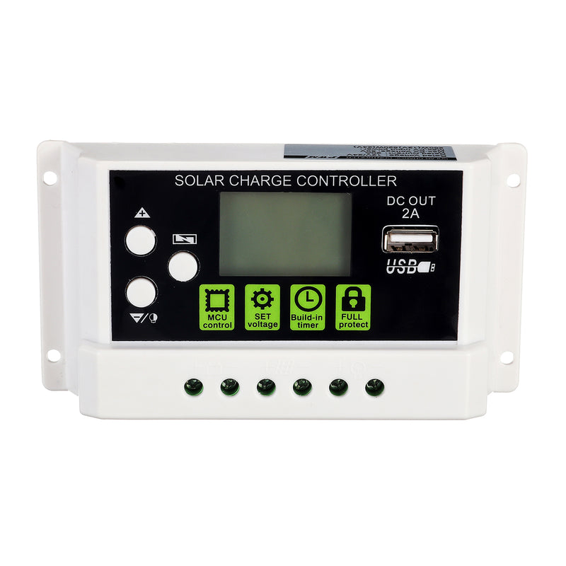 20A 12V/24V LCD Display PWM Solar Panel Charging Controller Li-ion &  Lead Acid Battery Compatible USB DC Backlight Display