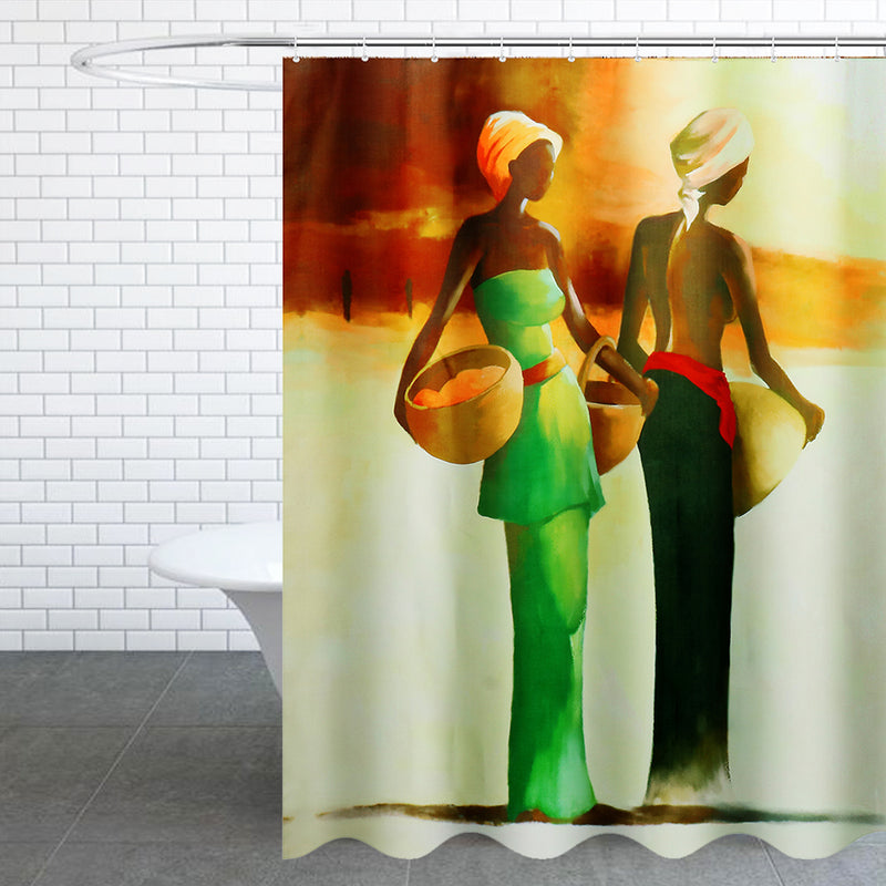 3D Bathroom Shower Curtain African Woman Shower Curtain Black Girl Bathroom Waterproof Polyester Fabric for Bathtub Decor 12 Hooks