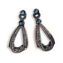 Women's Trendy Rhinestones Crystal Hollow Sapphire Dangle Gold Drop Shape Earrings