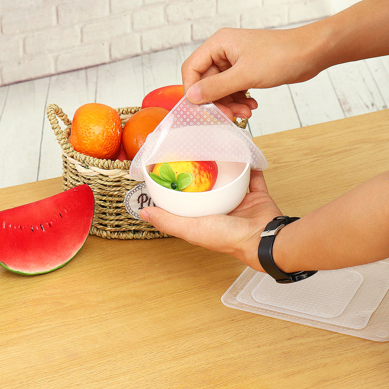 4Pcs/Set Retractable Silicone Seal Wrap Reusable Stretch Lid Food Storage Seal Fresh