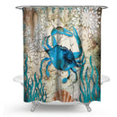 Crab Printing Bathroom Shower Curtain Toilet Cover Mat Non-Slip Rug Set