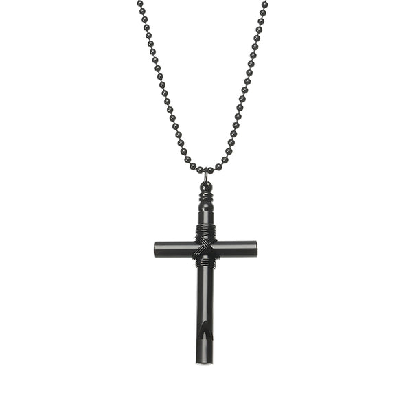 Cross Whistle Pendant Women Men Long Necklace Jewelry Couple Gifts