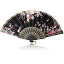 Chinese Japanese Lace Silk Folding Hand Held Dance Fan Flower Party Wedding Gift