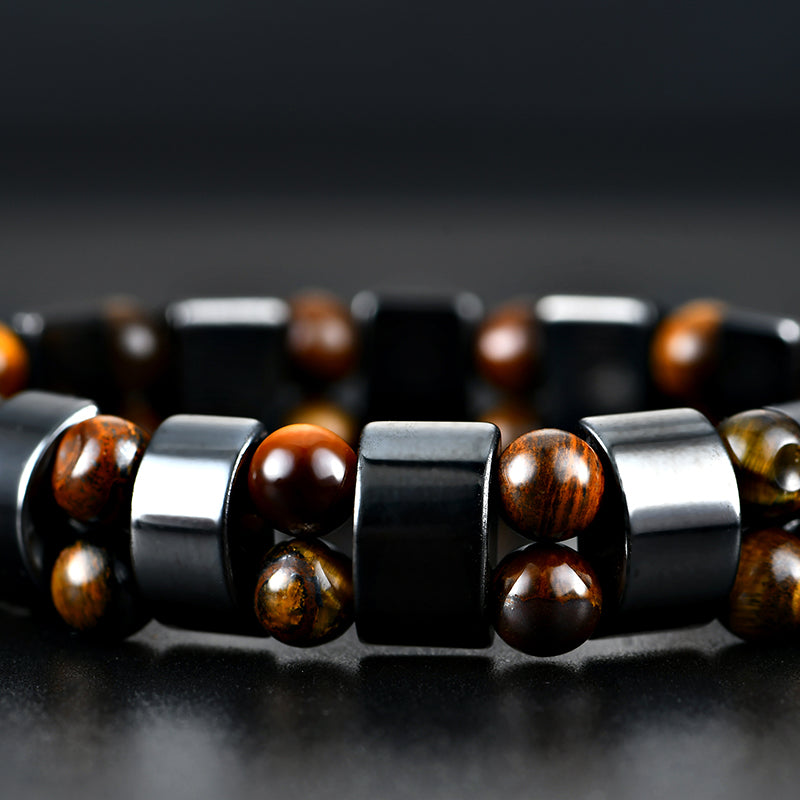 Simple Style Black Magnet Stone Chain Tiger's Eye Beads Health Care Bracelet for Men Women