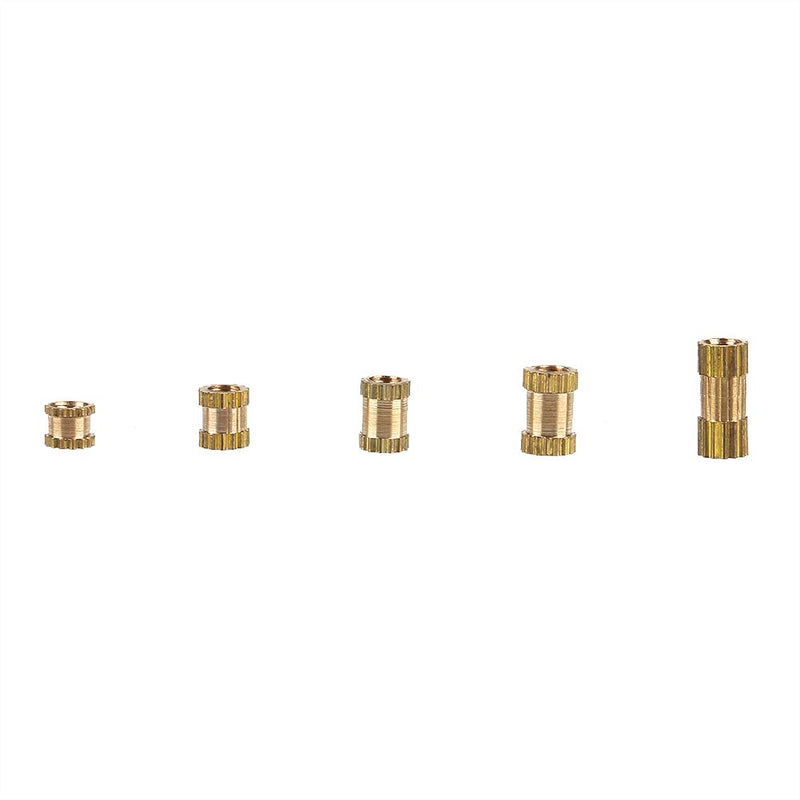 Suleve M2.5BN1 150Pcs M2.5 Brass Cylinder Knurled Nut Round Molded-in Insert Embedded Nuts Assortment Set