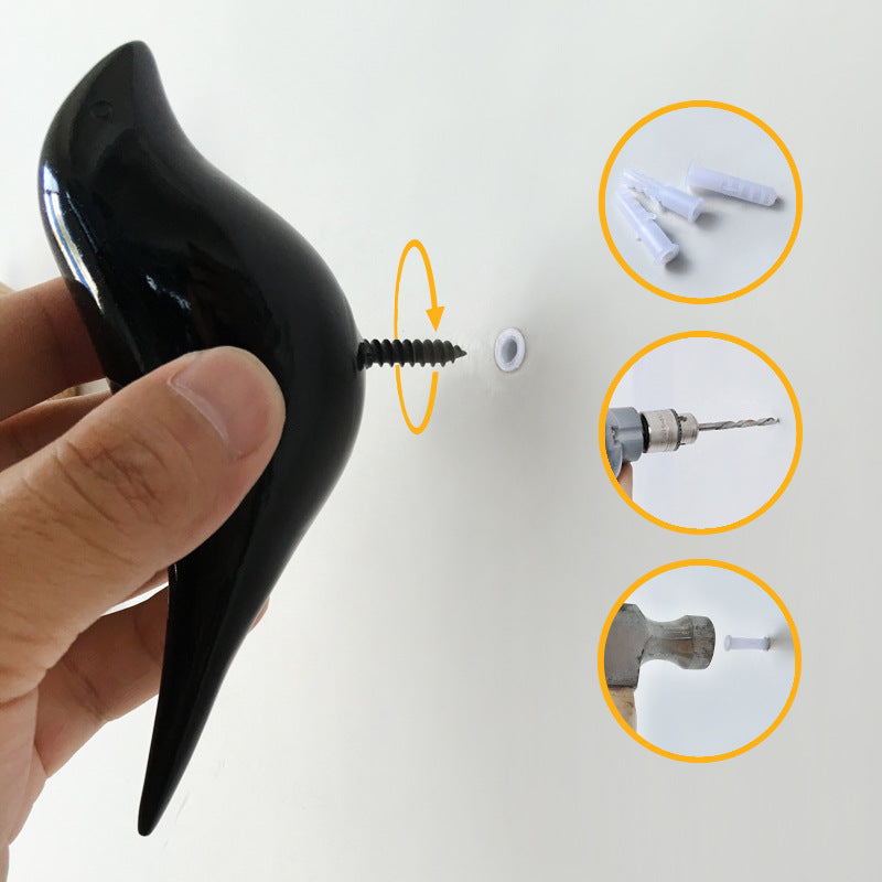 KCASA KC-488 Bird Shape 3D Wall Hooks Resin Bird Decoration Coat Towel Hook Single Wall Hanger