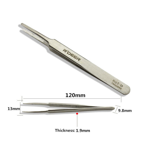 6pcs R'DEER RST10-15 High-Precision Stainless Steel Pointed Tweezers Electronics Tweezers Set